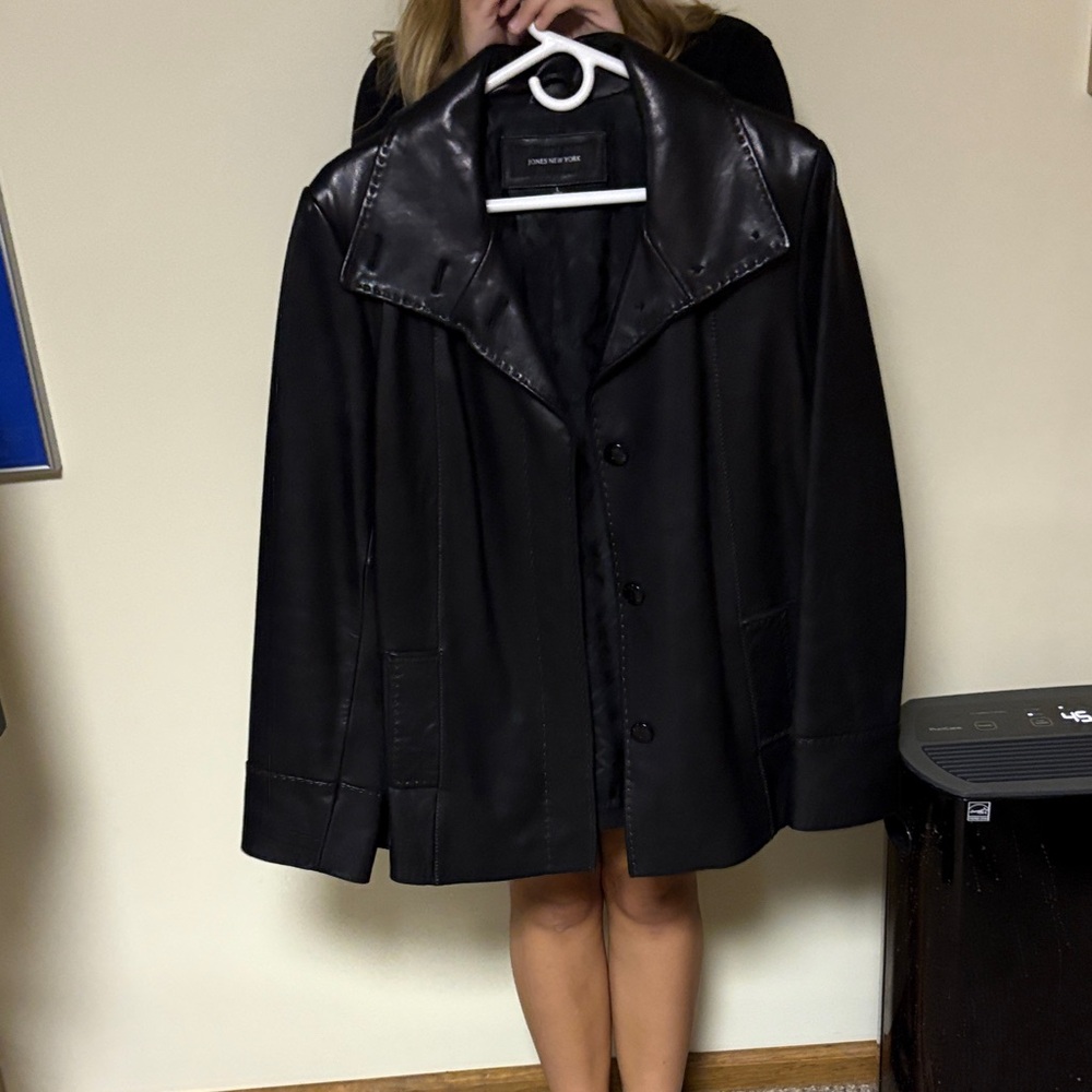 Jones New York Classic Black Leather Jacket